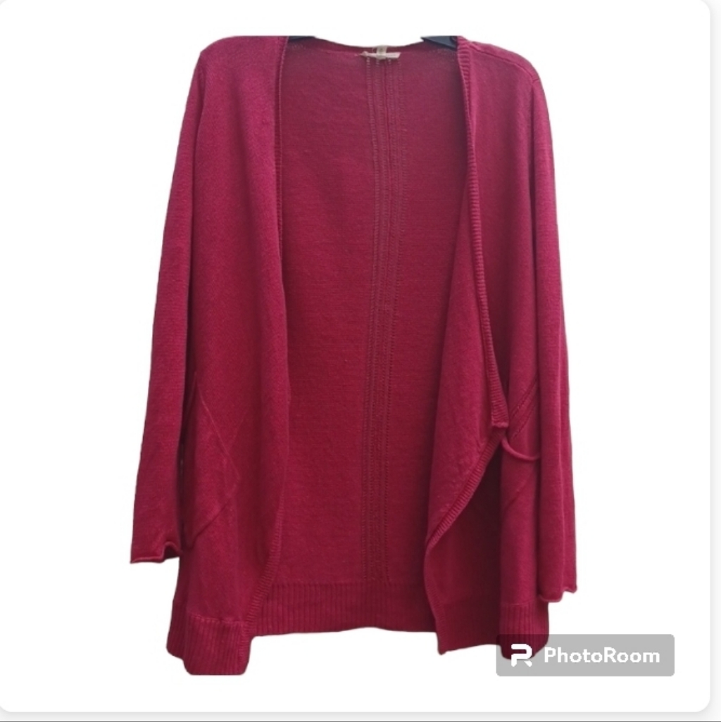 Eileen Fisher Jacket Cardigan Sweater Linen S M Pocket Classic Work Old Money